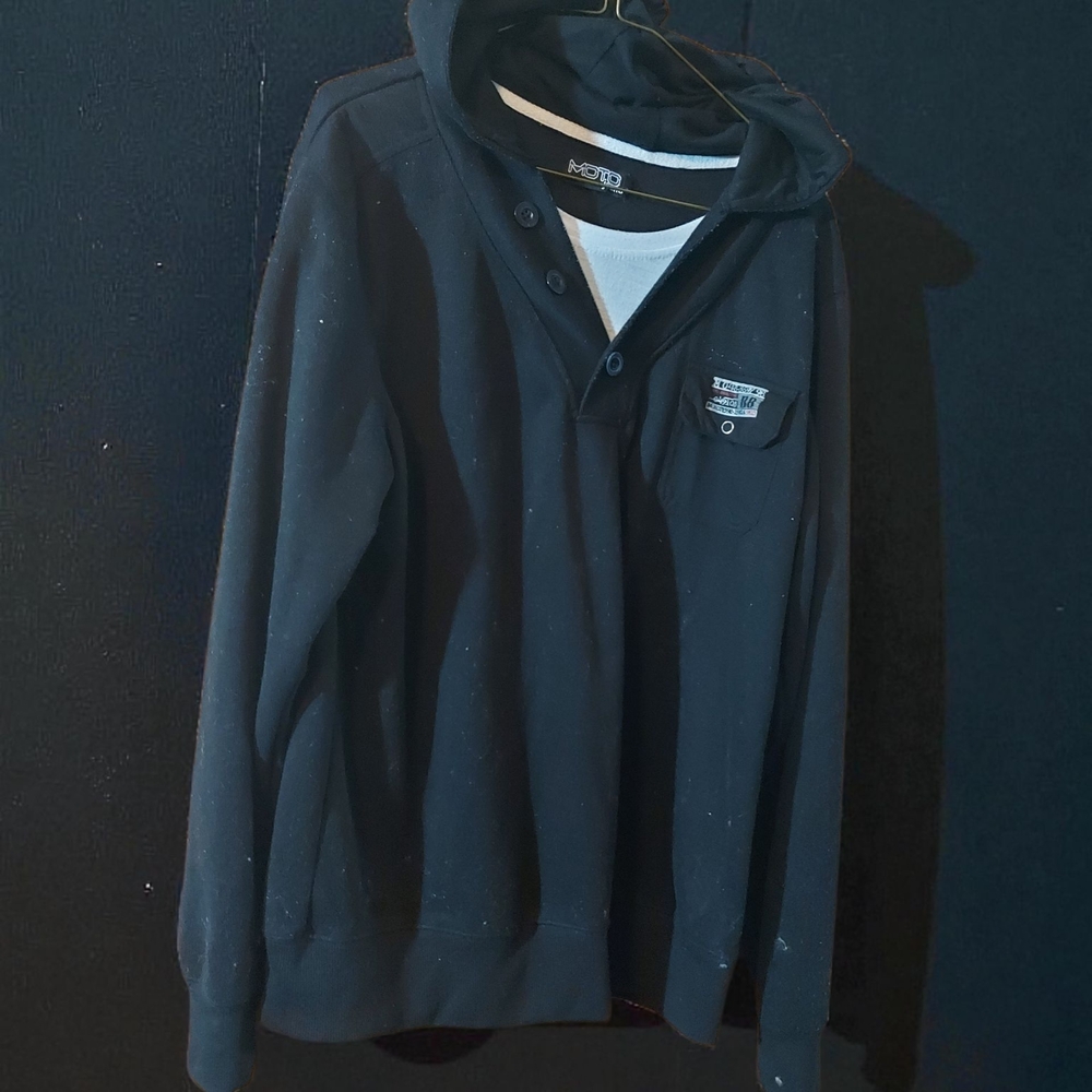 Moto Jeans Black Hoodie Sweater LARGE